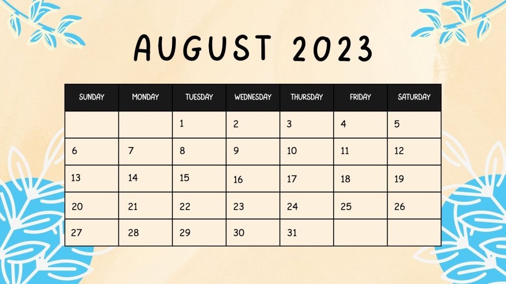  August 2023 Printable Calendars