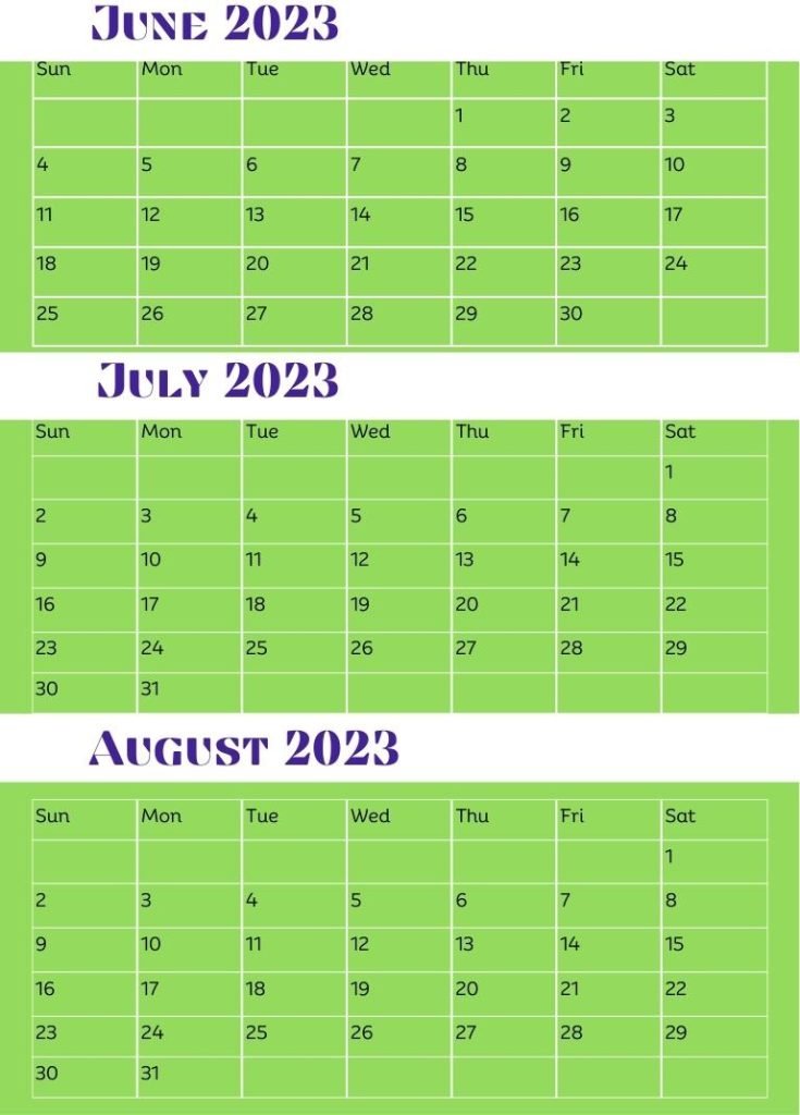 Summer Calendars 2023
