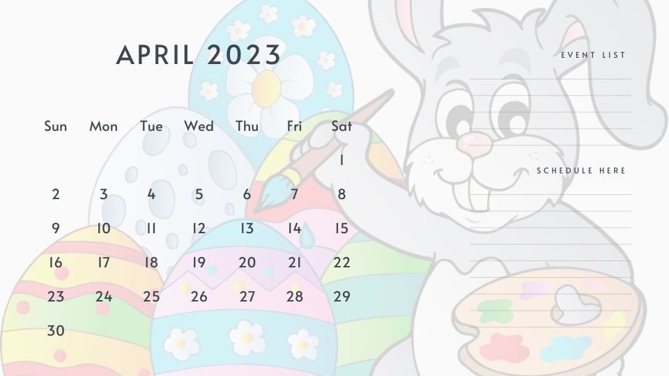 Easter bunny background calendar
