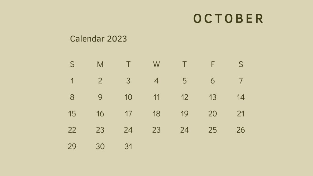 Simple Minimalist October Calendar
