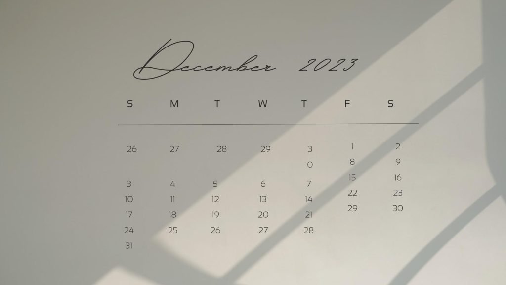 Beige Aesthetic December 2023 Calendar