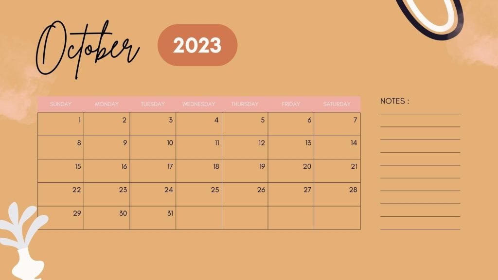 Beige Minimalist October 2023 Calendar
