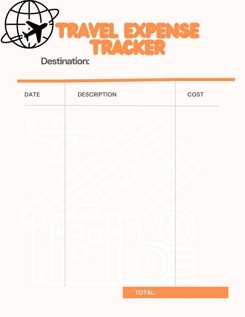 Beige and Green Playful Travel Expense Tracker Planner