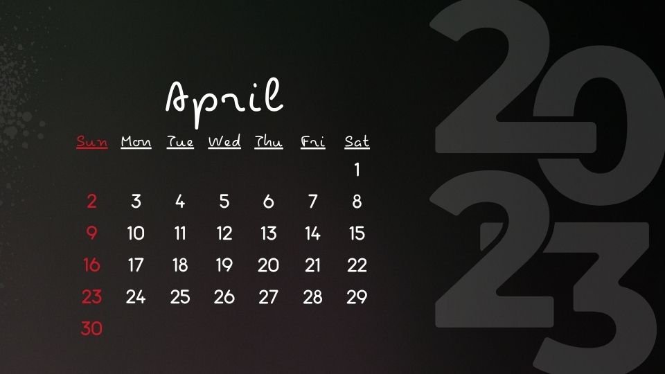 Black theme 2023 Printable Calendar