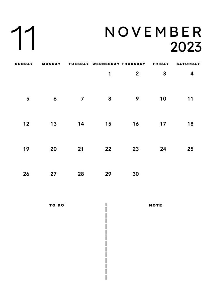 Black White Simple 2023 Year Planner Print