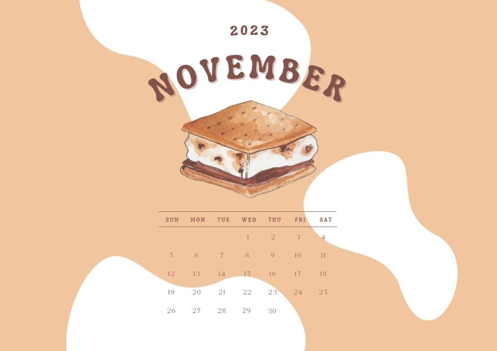 Brown White November Minimal dessert  Calendar