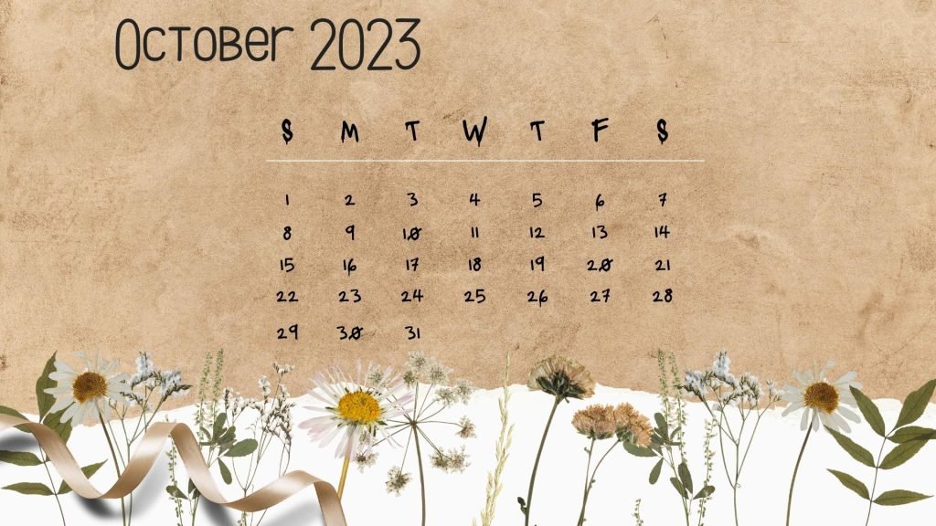 Brown and black Torn Paper October 2022 Calendar Desktop Wallpaper