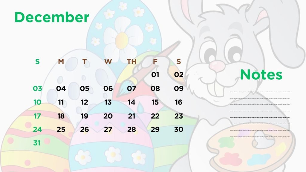 Colorful Bunny Calendar 2023