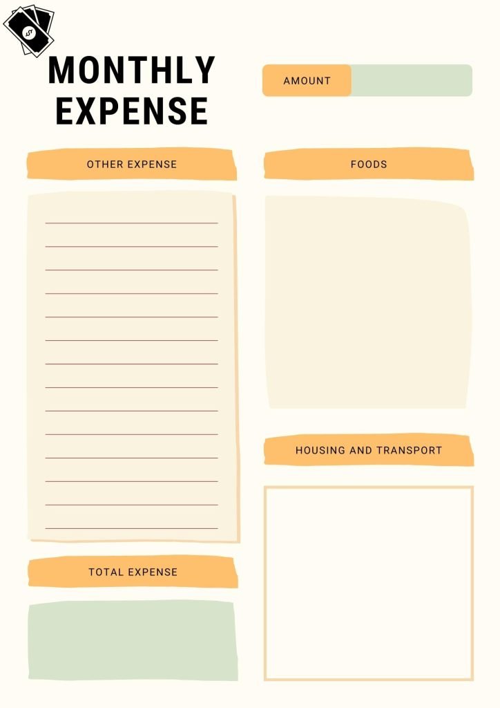 Colorful Monthly Expense Planner