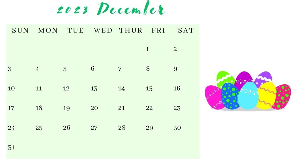 Dark Green Simple Minimalist December Planner 2023 Calendar