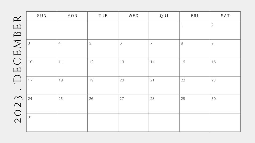 Gray Simple Minimalist Planner 2023 Calendar
