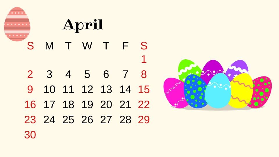 Easter eggs calendar