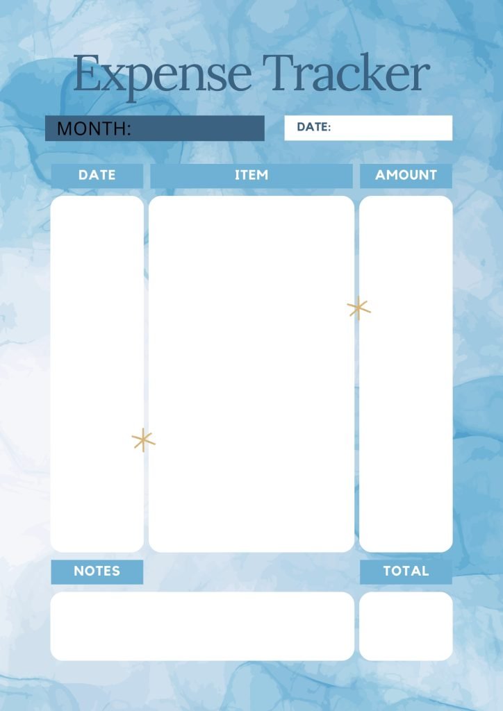 Gold Watercolor Expense Tracker Personal Planner Template