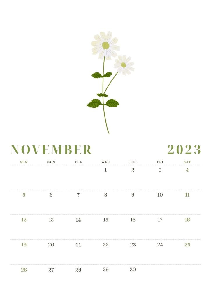 Gray Green Classic Illustration 2023 Calendar 