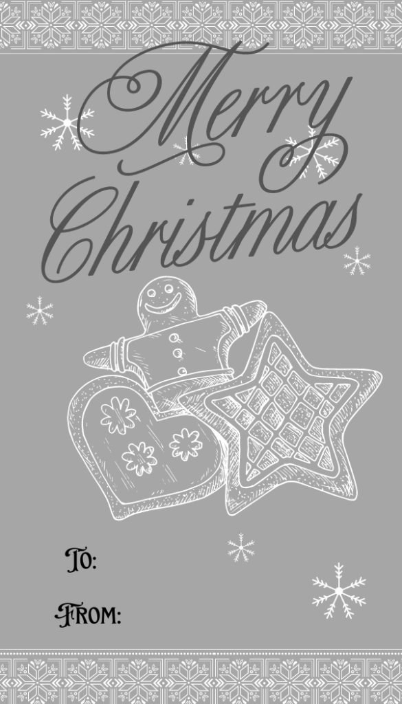 Grey Merry Christmas Gift Tag