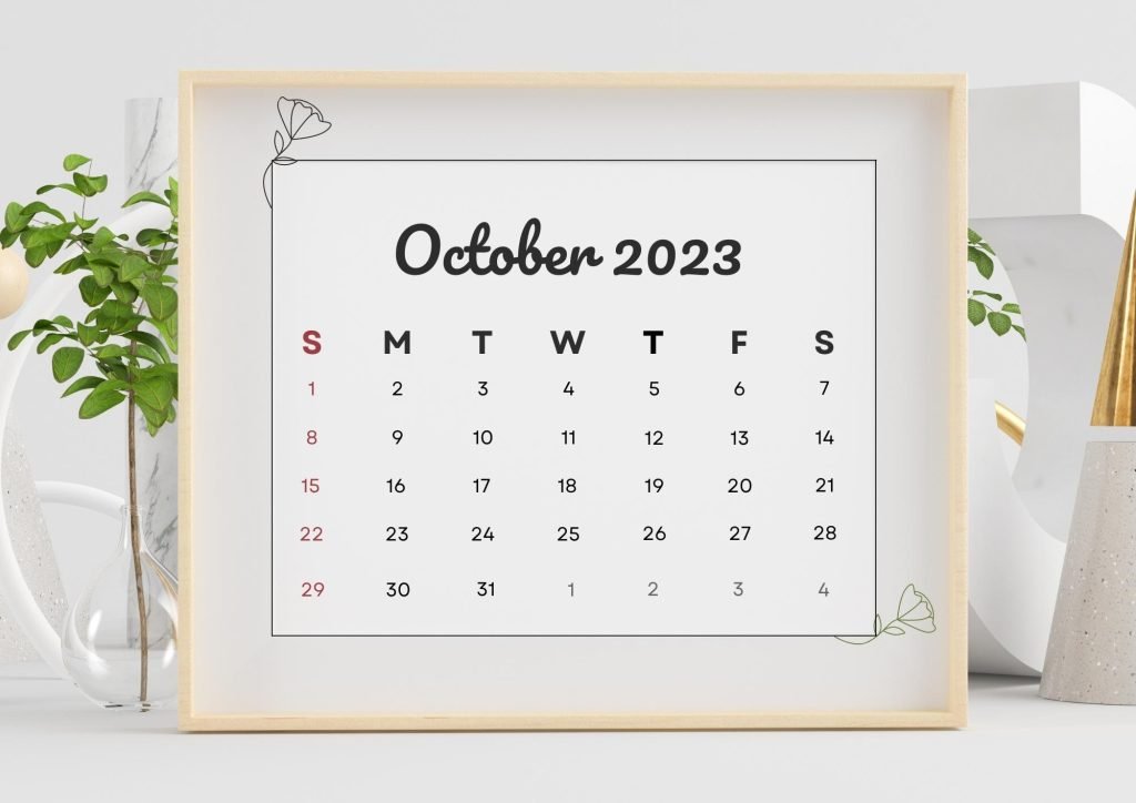 Grey Minimalist October 2023 Wall Calendar