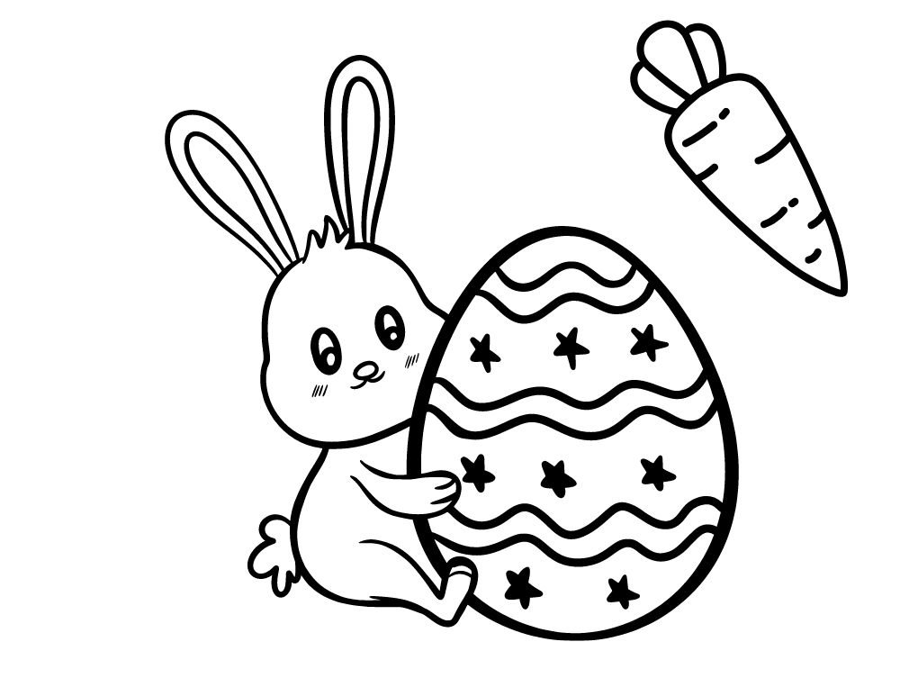 Printable Easter bunny coloring page with carrot