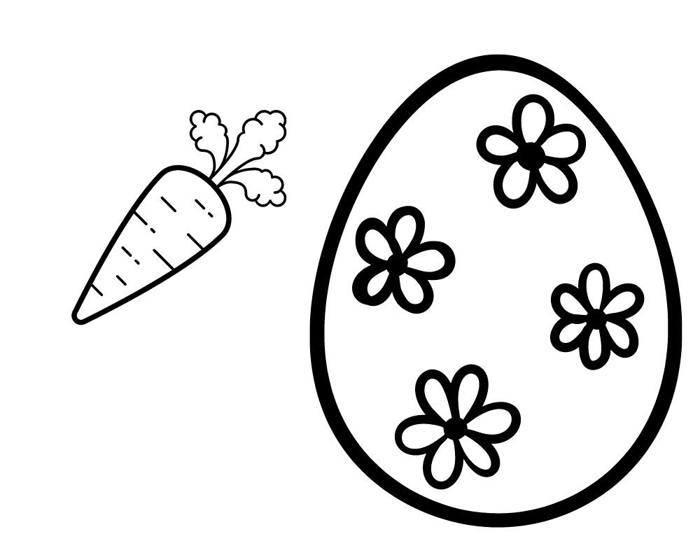 Buuny egg and Carrot coloring page