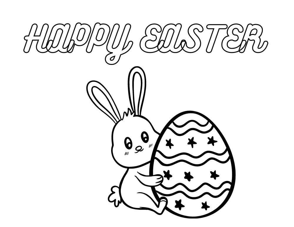 Easter bunny with Easter Egg Coloring Page
