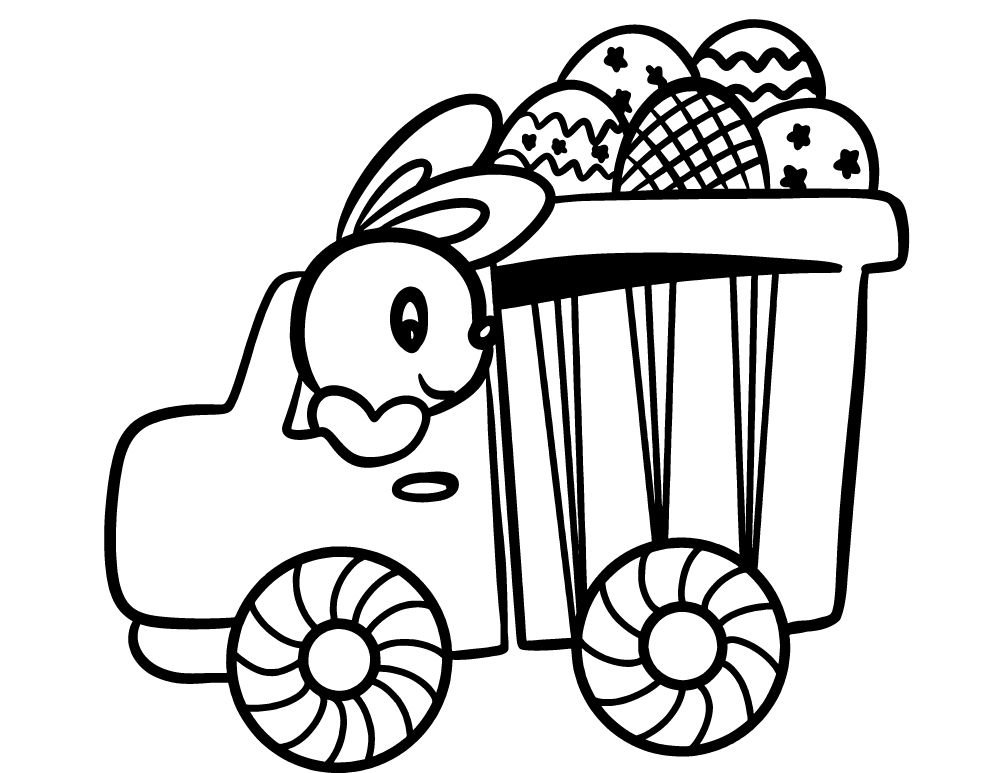 Easter bunny car coloring page