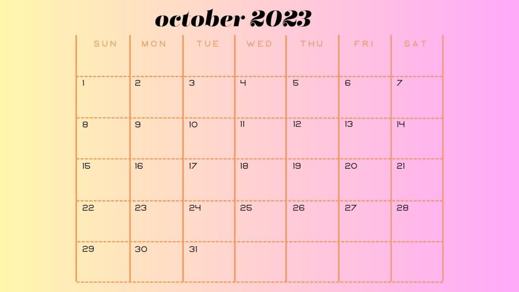 Minimal October 2023 Calendar