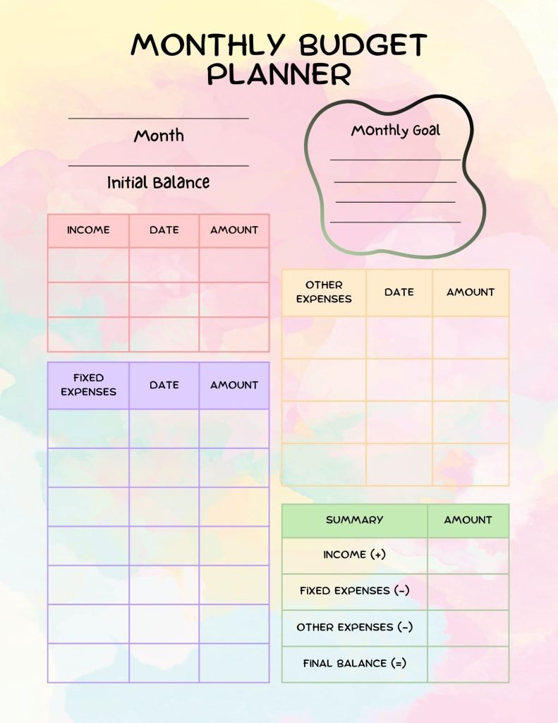 Monthly Goal Budget Planner