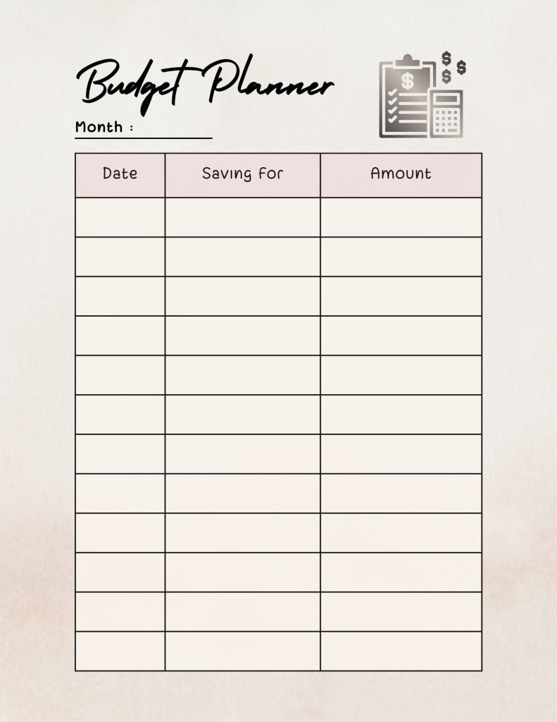 Printable monthly tracker