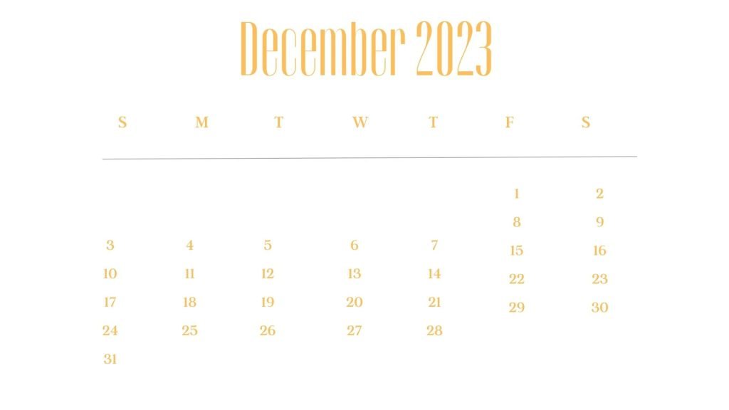 Peach Aesthetic December 2023 Calendar