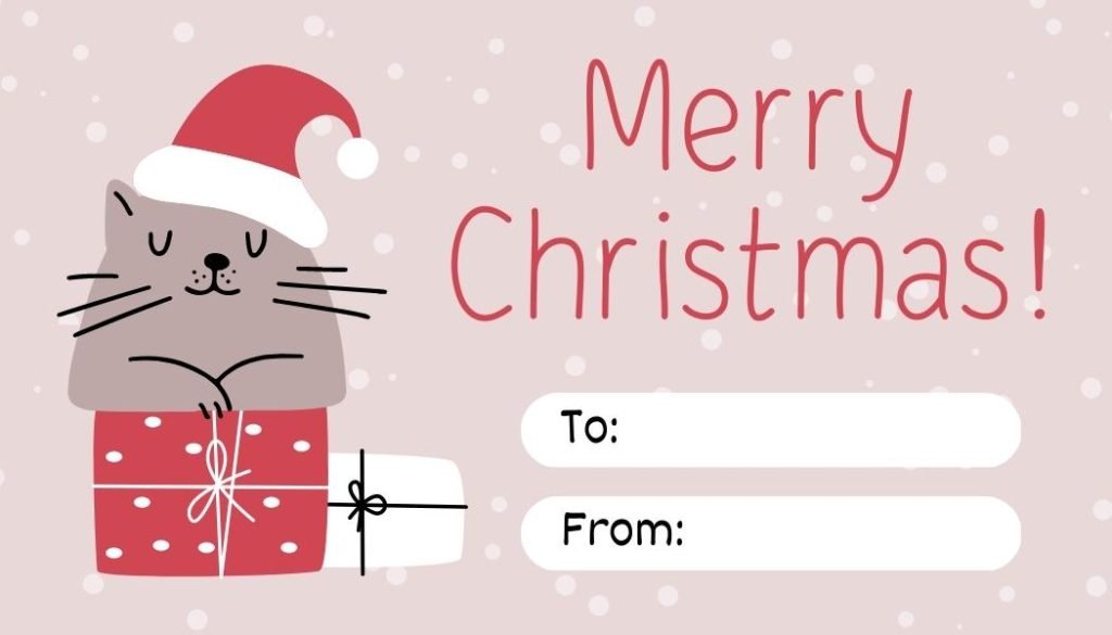 Pink Red White Festive Merry Christmas Gift Tag