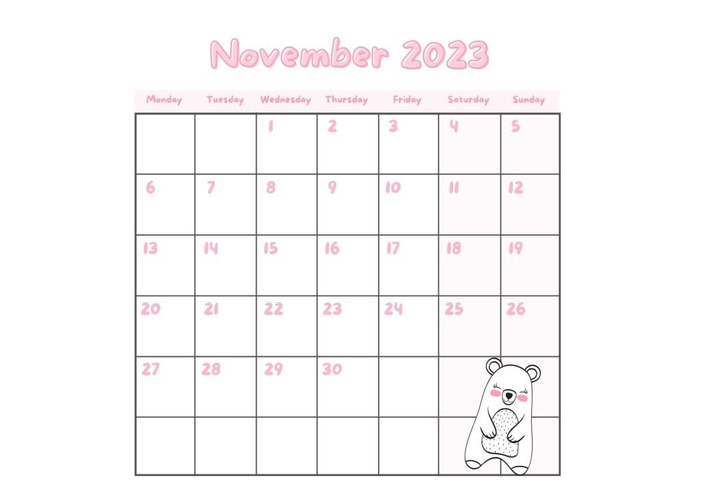  Pink Wild Animals Calendar 2023