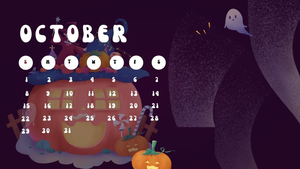 Purple Creative October Monthly Calendar 