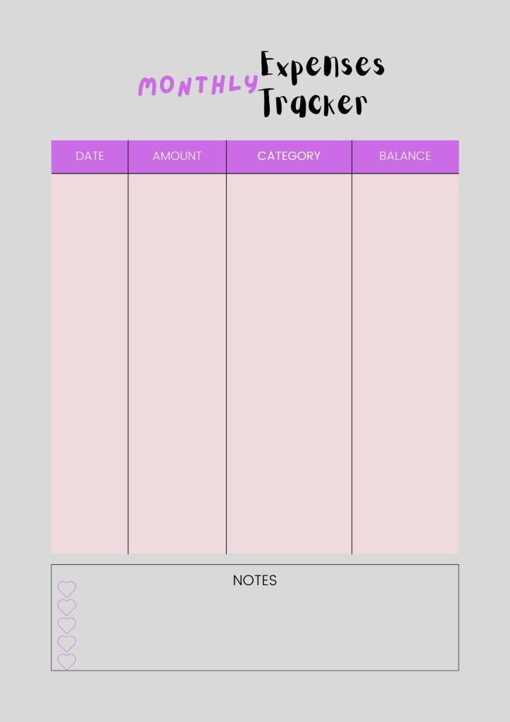 Red Ivory Minimalist Monthly Expenses Personal Planner
