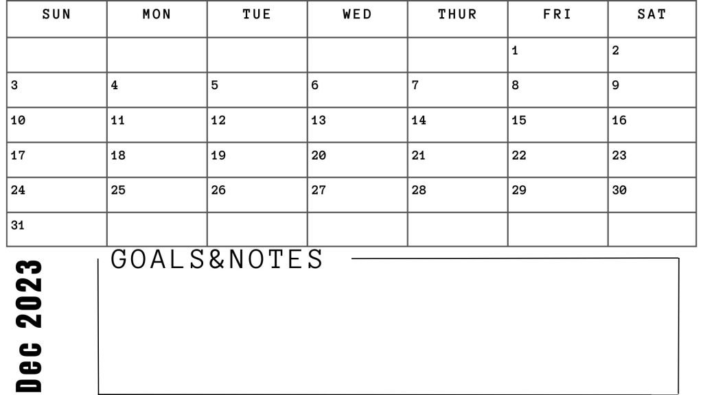 White Simple Minimalist Dec Planner 2023 Calendar