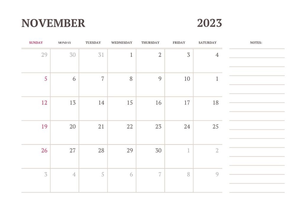 White Tan Minimalist Monthly 2023 Calendar
