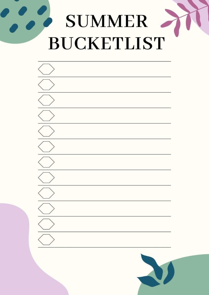 Abstract Minimal summer bucket List