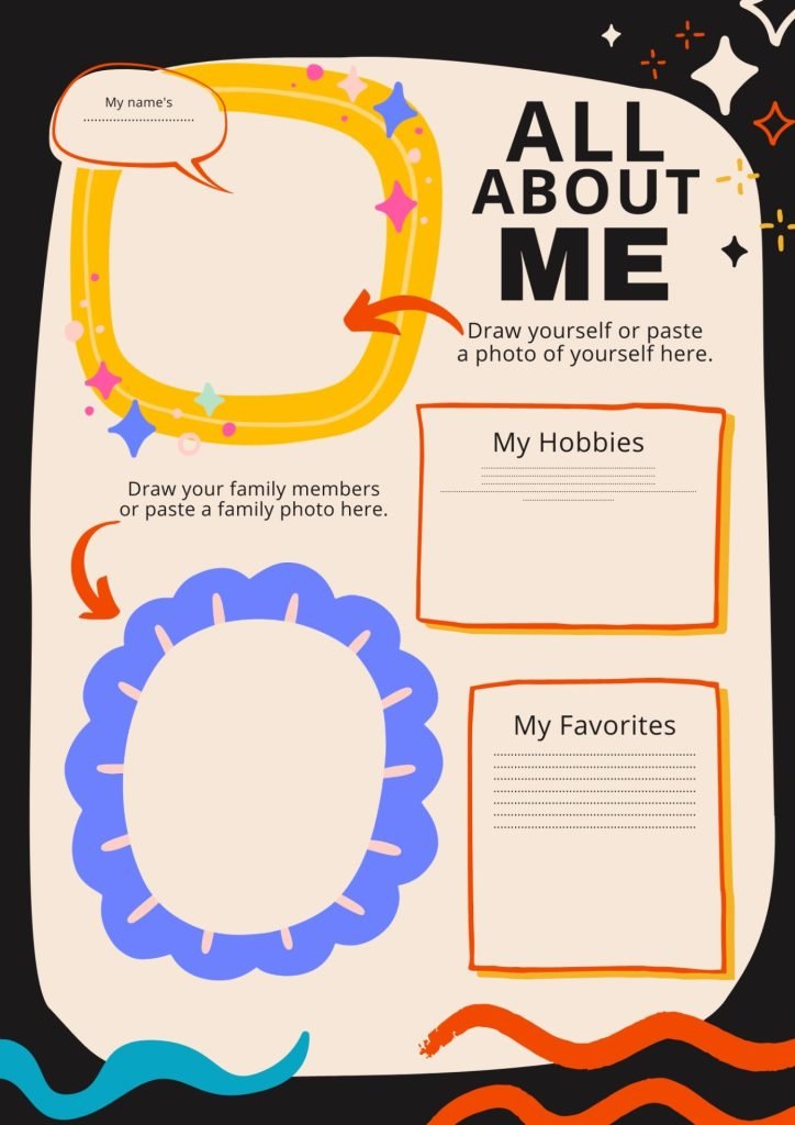 All About Me Pastel Colored Worksheet