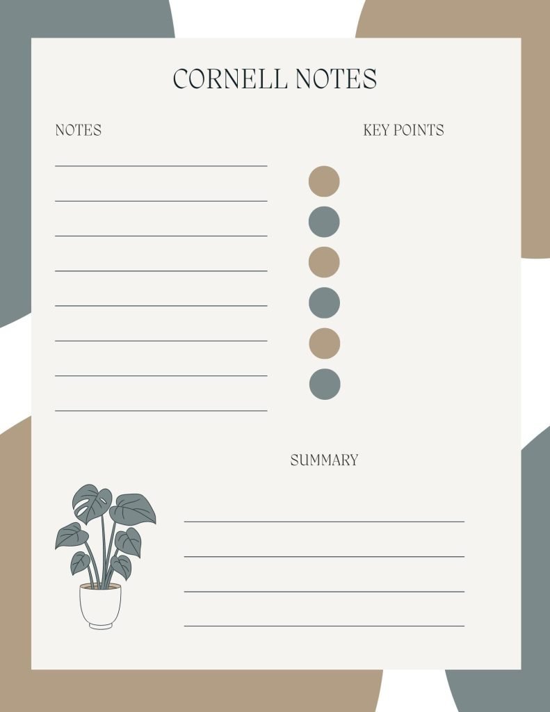 Beige Blue Cute Playful Abstract Notes A4 Document