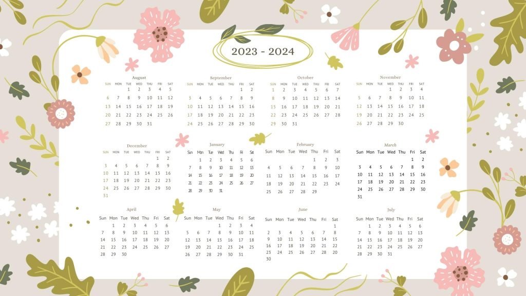 Beige Pink 2023 - 2024 Academic Calendar 