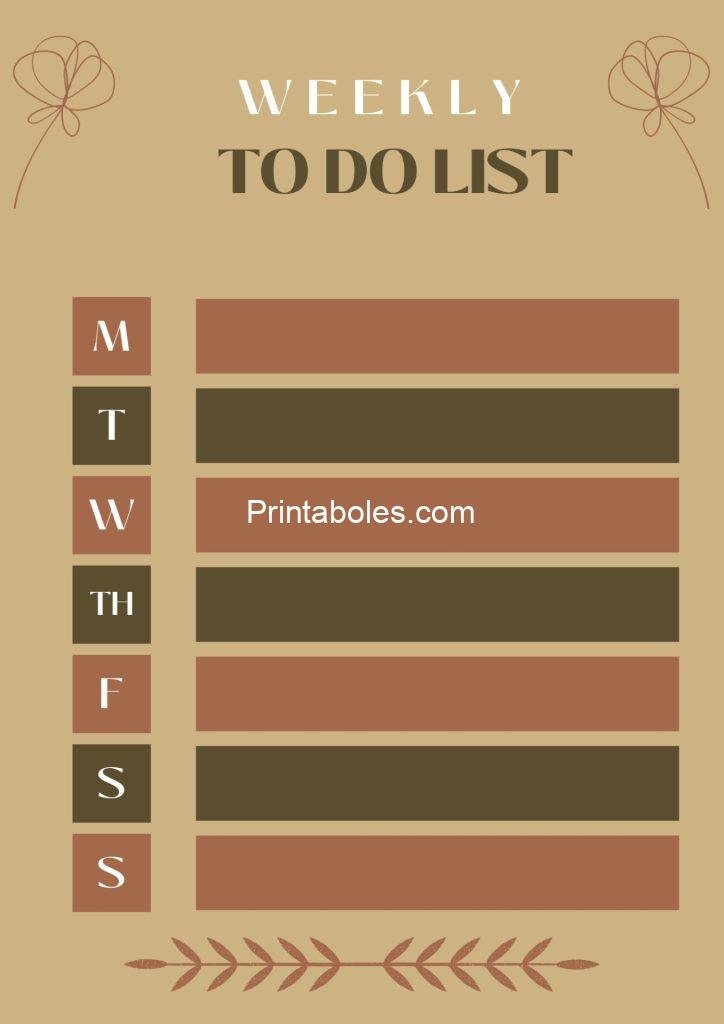 Beige Printable weekly to do list