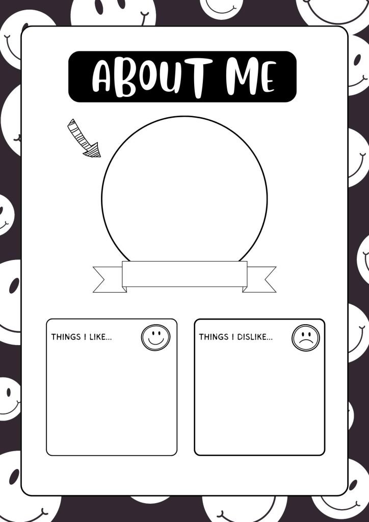 Black Back to School This is Me Activity Worksheet