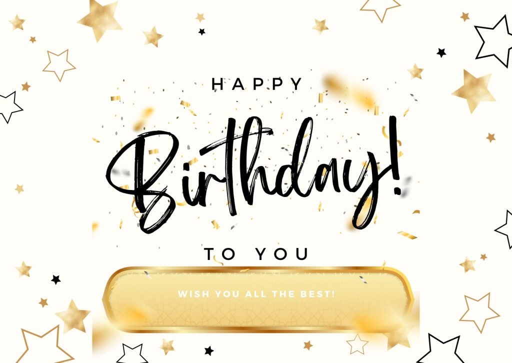 Black and Gold Modern Happy Birthday Greeting Card
