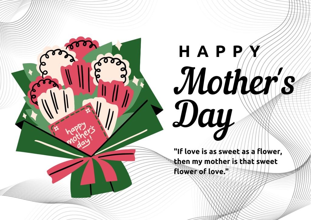 Black red Illustration Mother's Day Card