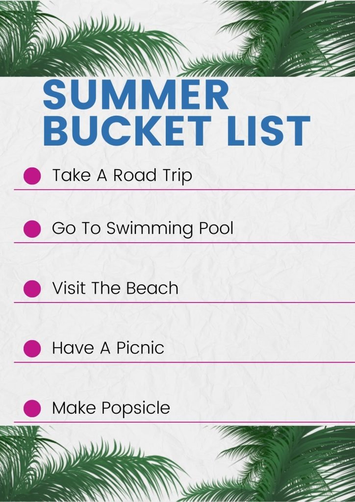 Blue And Pink Gradient Summer Bucket List