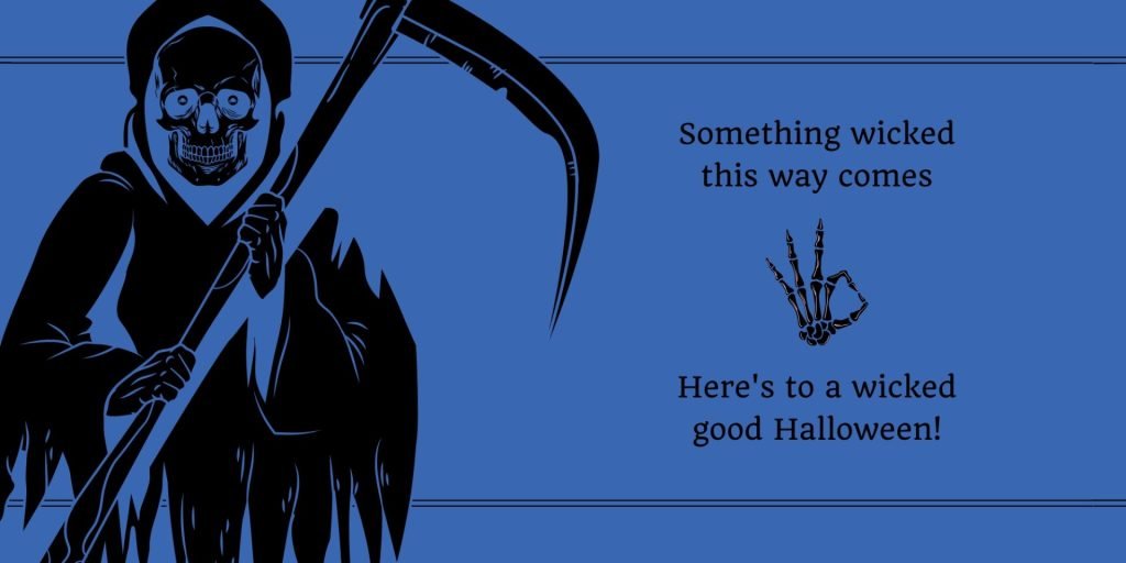 Blue and Black Grim Reaper Modern Occult Halloween Card