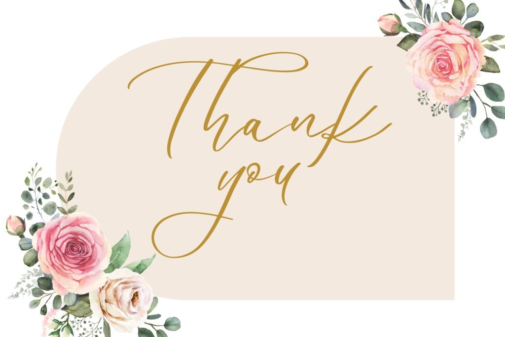 Blush Pink Floral and Gold Thank you Card
