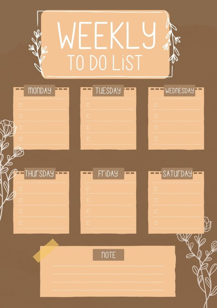Brown Weekly To Do List Planner 