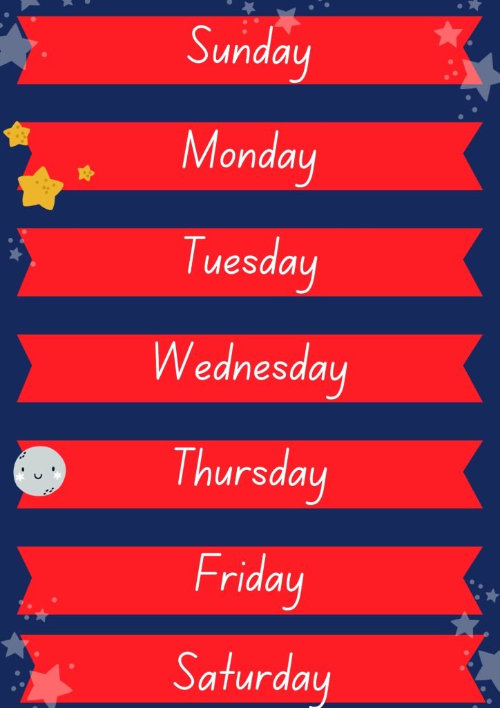 The Days Of The Week printables