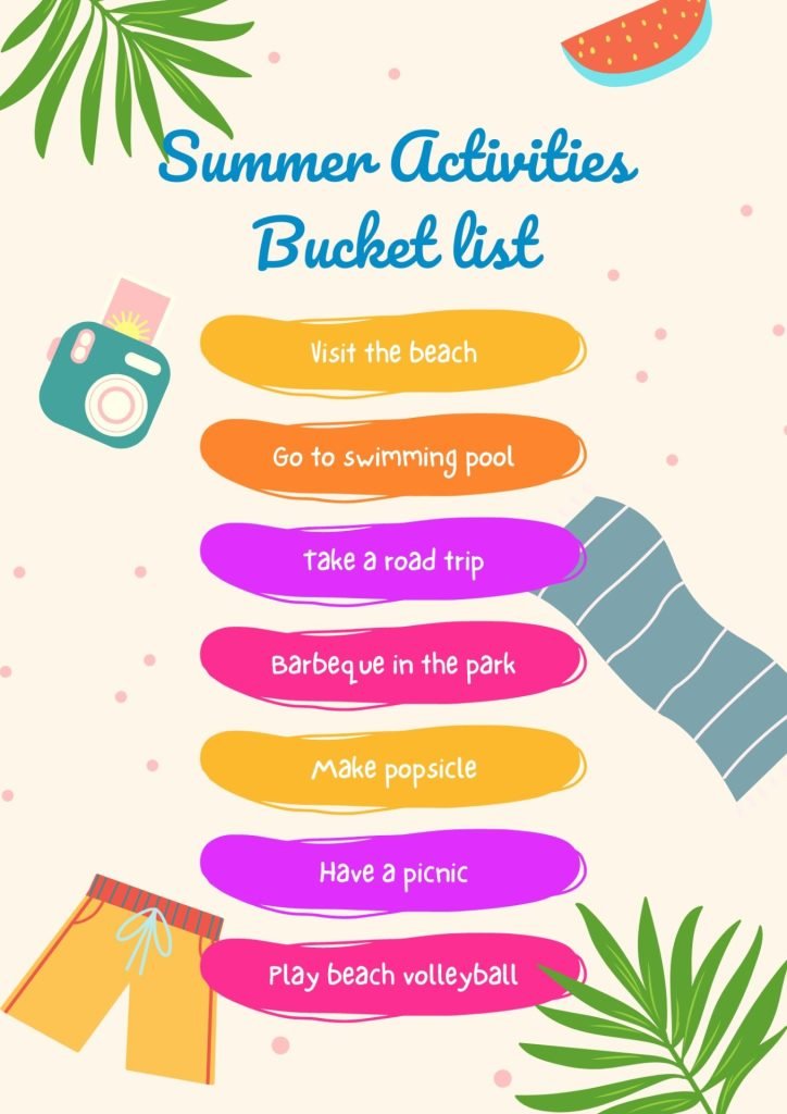 Cream Playful Engagement Stories Summer Activities Bucket List