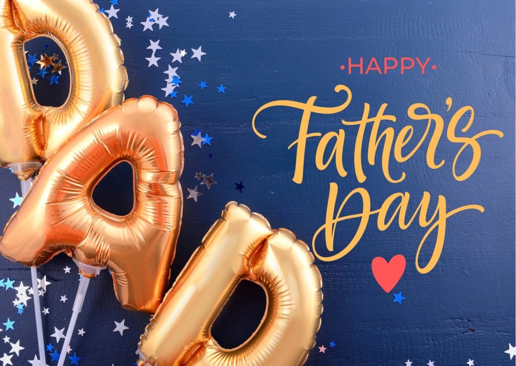Dark Blue with Gold Balloons Happy Dad's Day Photo Greeting Card