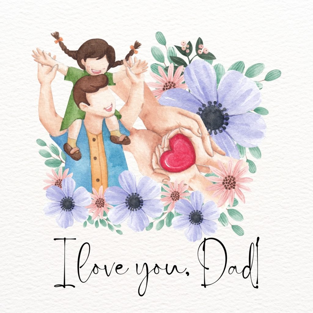 Father`s Day Watercolor Greeting Card 